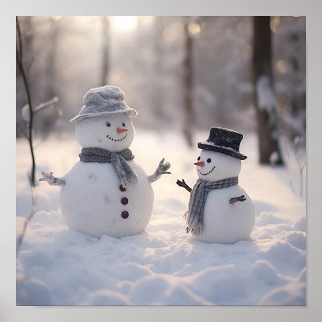 Poster Mini Snowmen num dia brilhante (Frente)