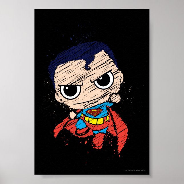 Poster Mini Superman Sketch - Flying (Frente)