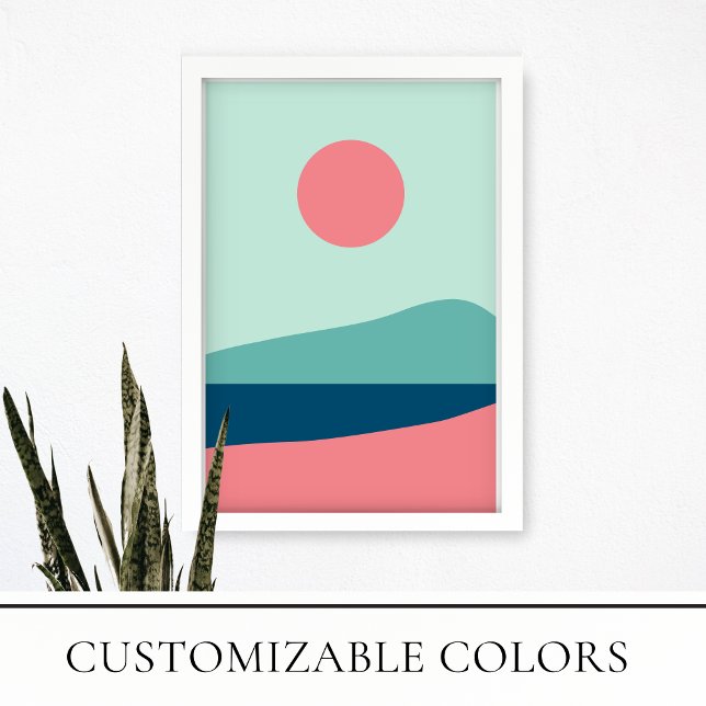 Poster Miniaplicativo da paisagem solar moderna e do mar (Criador carregado)