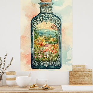 Poster Miniatura paisagem primaveril encerrada em um orna