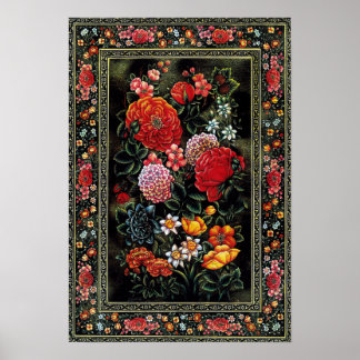 Poster Miniatura persa de preciosas flores brillantes