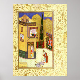 Pôster Miniatura persa: O Murid beija os pés do Pir