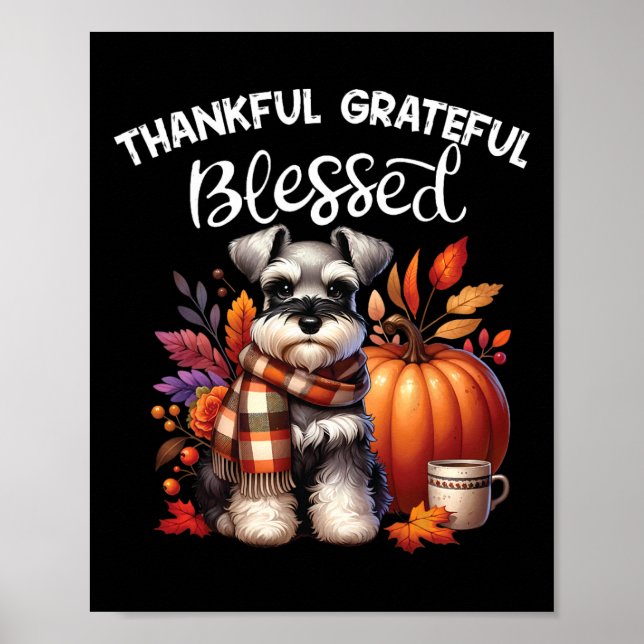 Poster Miniatura Schnauzer Cachorro Pumpkin Spice Feliz Q (Frente)