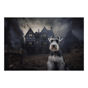 Pôster Miniatura Schnauzer Halloween Scary