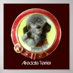 Poster MINIATURA VICTORIANA RETRATA CACHORRO Airedale Ter