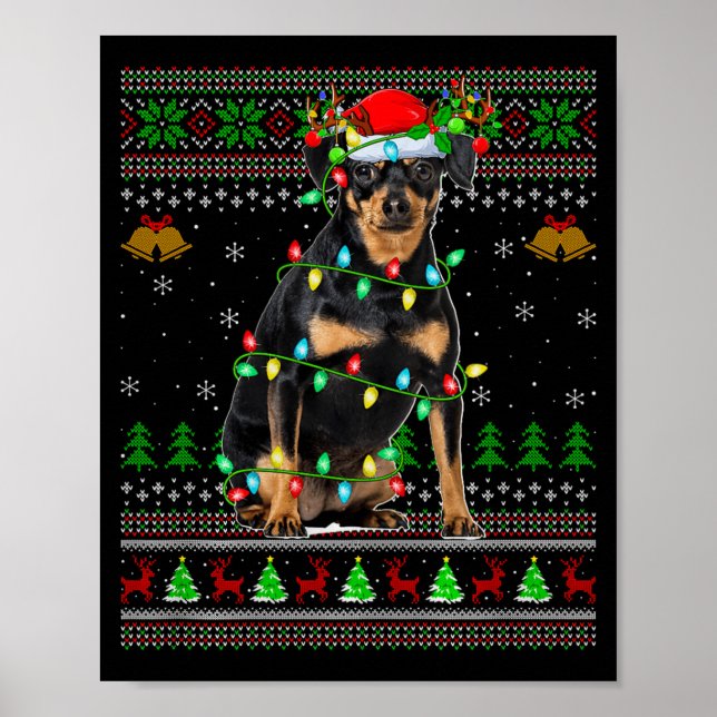 Poster Miniature Nscher Dog Ugly Christmas Sweaters Holid (Frente)