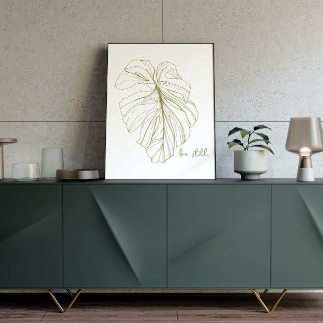 Poster Mínima Citação Inspirativa de Folha de Monstera (Criador carregado)