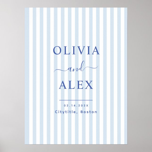 Poster Minimal and Chic Blue French Personalized Wedding (Frente)