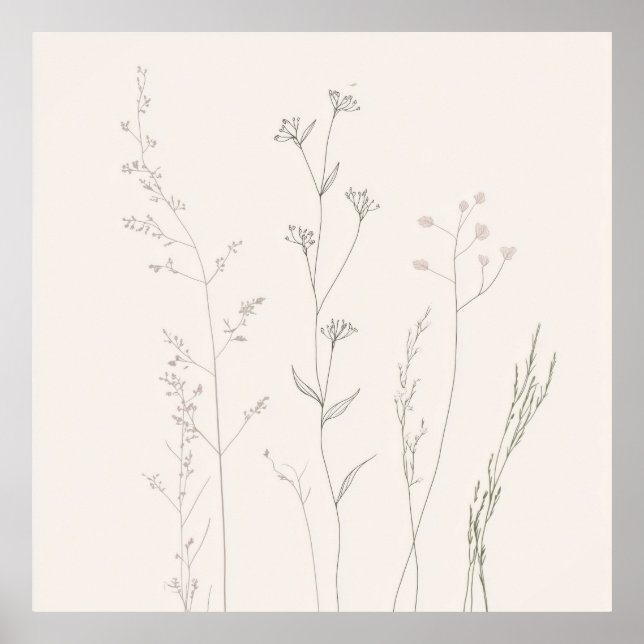 Poster Minimal Botanical Wall Art – Soft Spring  (Frente)