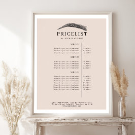 Poster Minimal Elegant Eyebrow Salon Pricelist