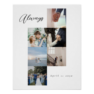 Pôster Minimal Elegant Wedding Customizable Photo Collage