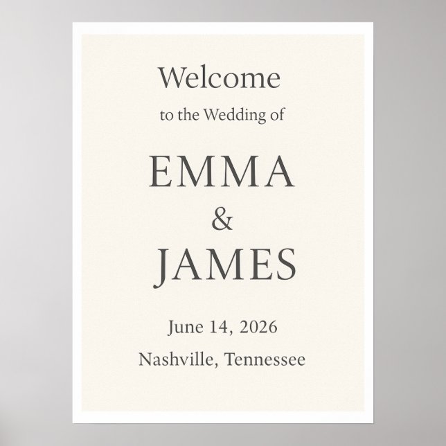 Poster Minimal Elegant Wedding Welcome Sign | Editable 18 (Frente)