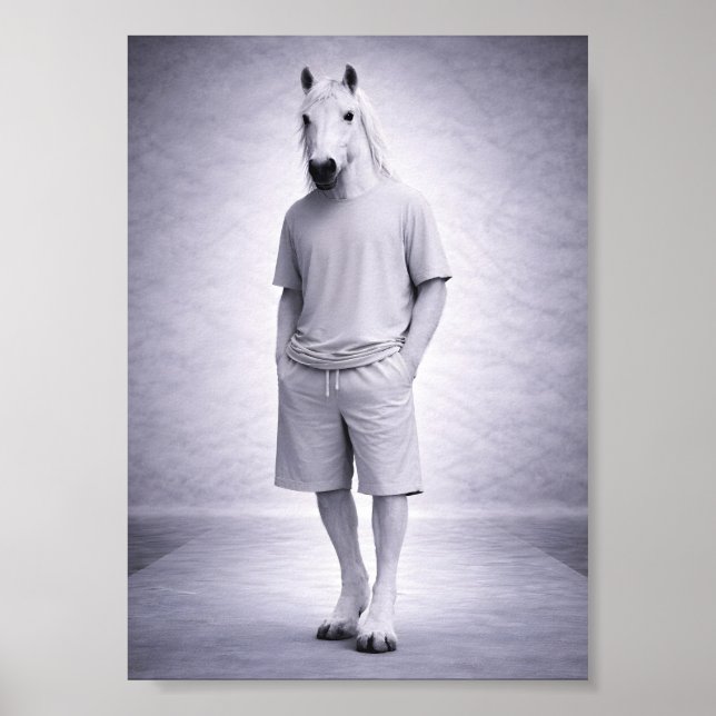 Poster Minimal Horse in Casual Modern Outfit (Frente)