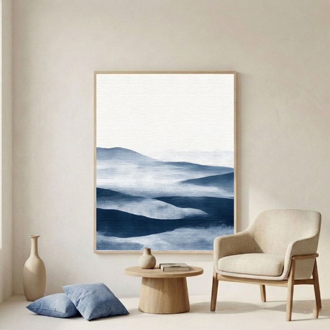Poster Minimal Indigo Layered Landscape Art (Criador carregado)