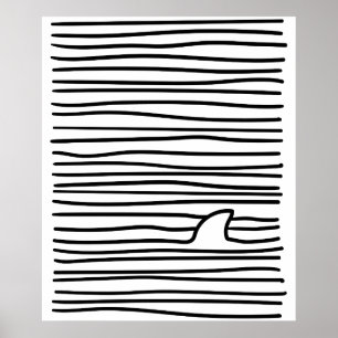 Poster Minimal Line Drawing Simple Unique Shark Fin Gift