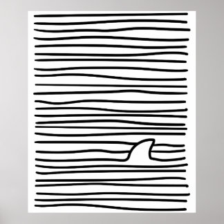 Poster Minimal Line Drawing Simple Unique Shark Fin Gift