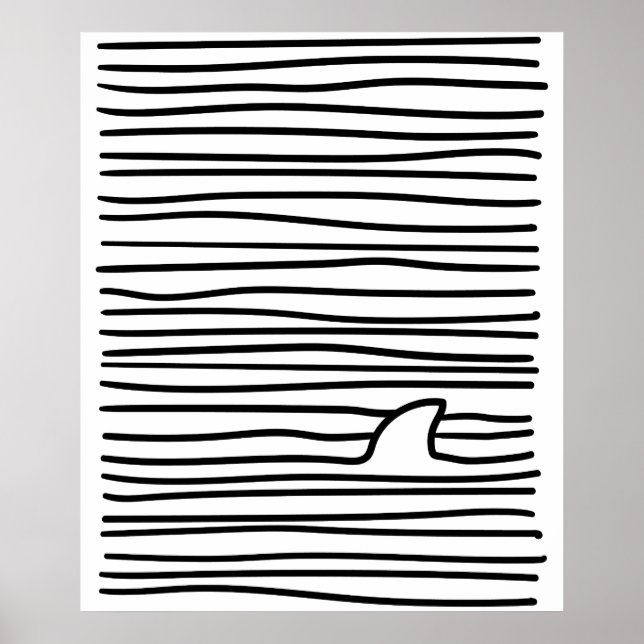 Poster Minimal Line Drawing Simple Unique Shark Fin Gift (Frente)