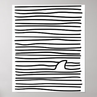 Poster Minimal Line Drawing Simple Unique Shark Fin Gift