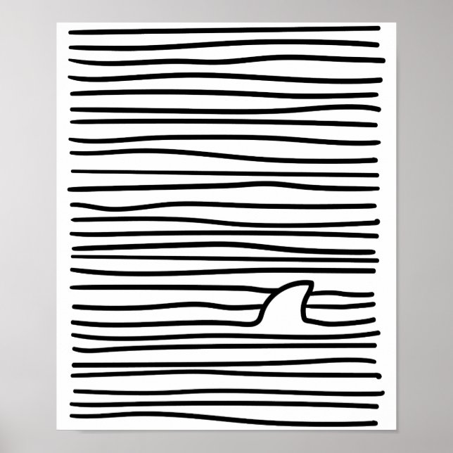 Poster Minimal Line Drawing Simple Unique Shark Fin Gift (Frente)
