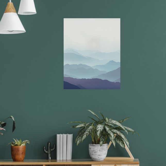 Poster Minimal Misty Mountain Wall Art Print (Sala de Estar 1)