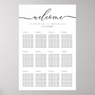 Poster Minimal Modern Clean Simple Wedding Table Numbers