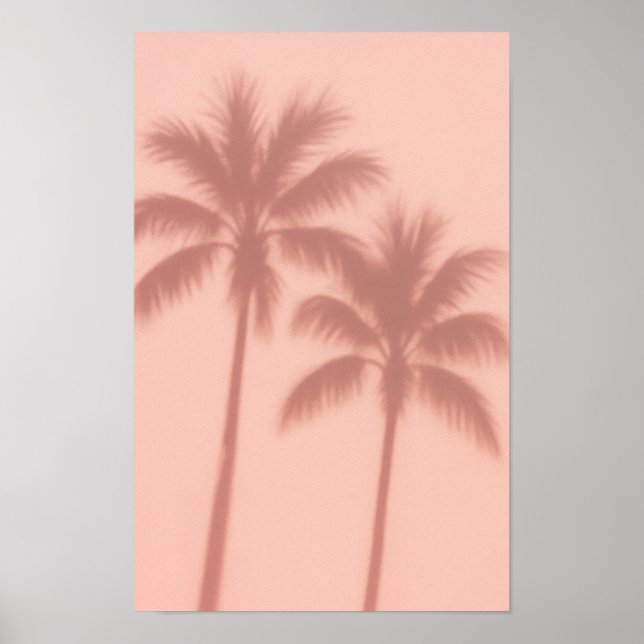 Poster Minimal Palm Tree Shadows – Soft Coral Aesthetic (Frente)
