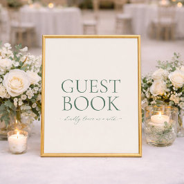 Poster Minimal Sage Green Wedding Guest Book Sign