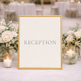 Poster Minimal Sage Green Wedding Reception Sign