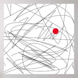 Poster Minimalismo de Abstrato Art Foco de ponto vermelho