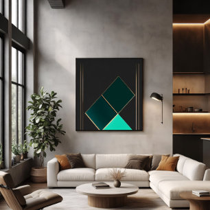 Poster Minimalismo Esmeralda e Ouro