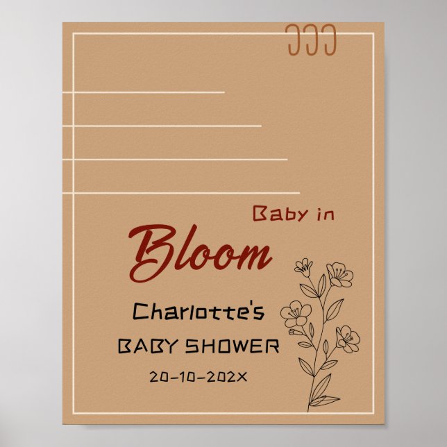 Poster Minimalist Baby In Bloom Wildflower Baby Welcome (Frente)