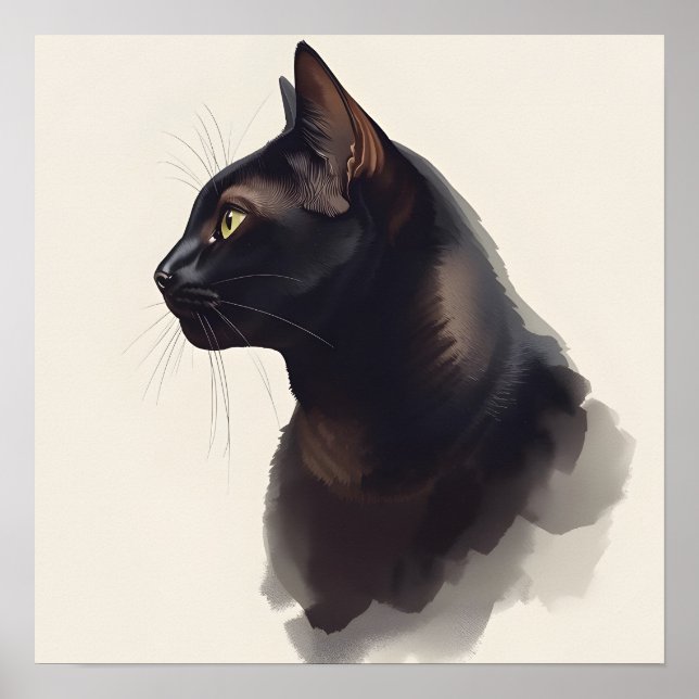 Poster Minimalist Black Cat Art Print (Frente)