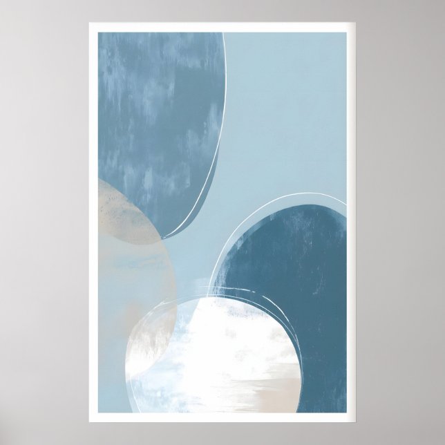 Poster Minimalist Blue Circle Art Print - Soft Brush (Frente)