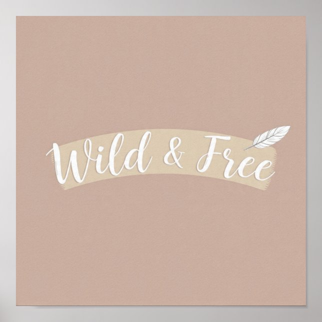 Poster Minimalist Bohemian Art: Wild & Free Feather Arrow (Frente)
