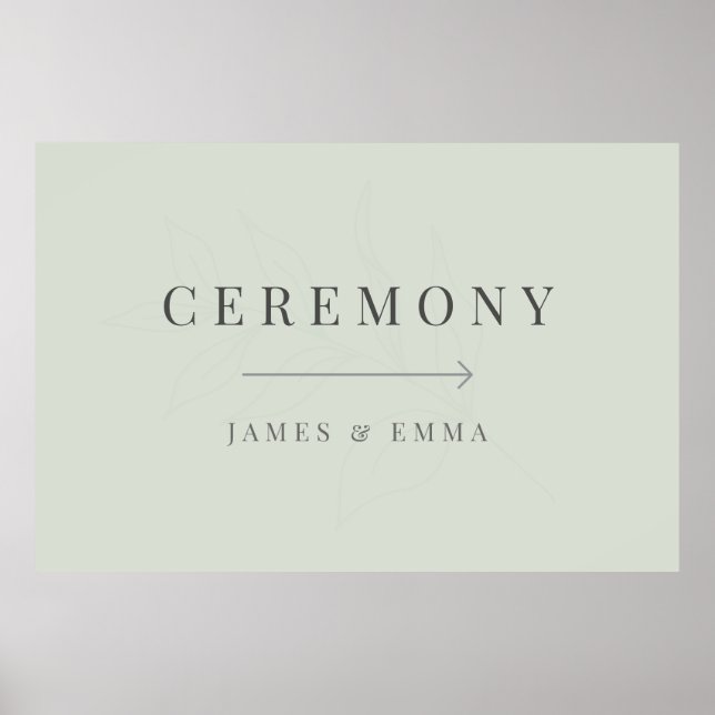 Poster Minimalist Botanical Wedding Sign Pale Sage (Frente)