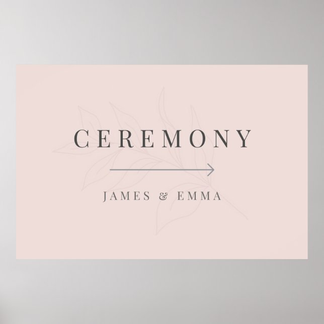 Poster Minimalist Botanical Wedding Sign Warm Blush (Frente)