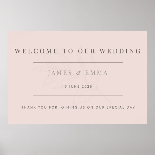 Poster Minimalist Botanical Wedding Warm Blush (Frente)