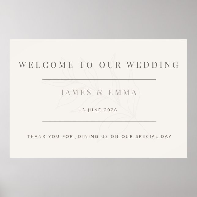 Poster Minimalist Botanical Wedding Warm White (Frente)