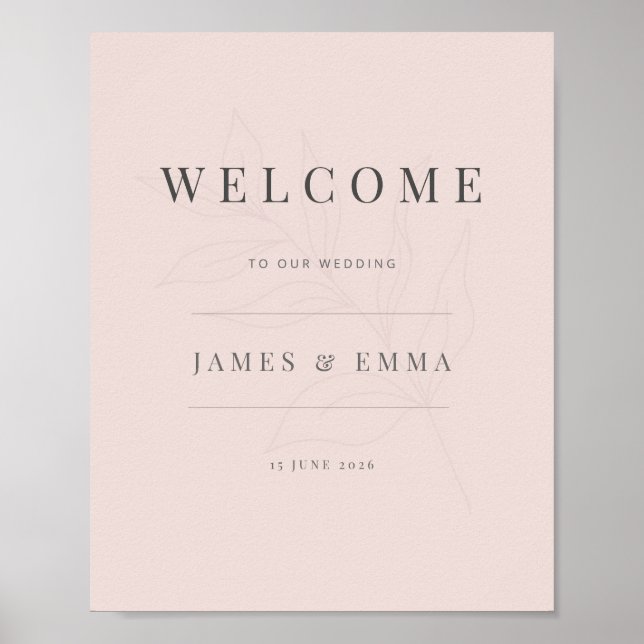 Poster Minimalist Botanical Welcome Sign | Warm Blush (Frente)