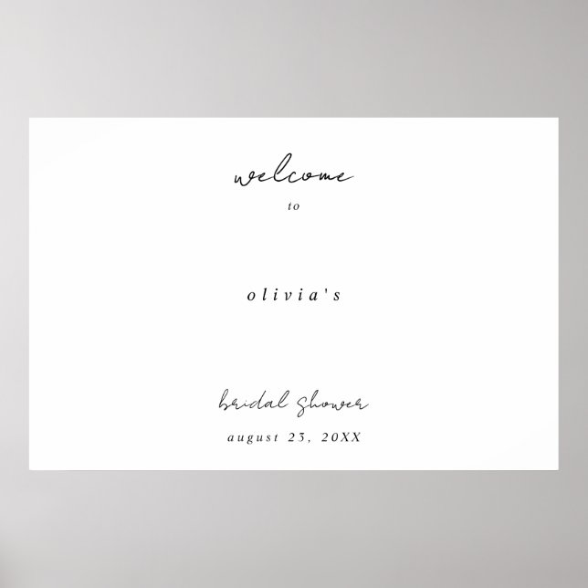 Poster Minimalist Calligraphy Bridal Shower Welcome  (Frente)