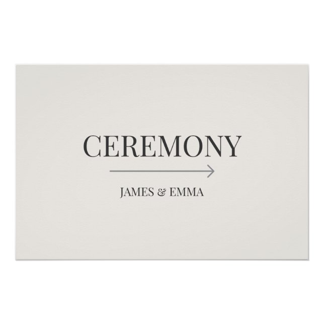 Pôster Minimalist ‘Ceremony’ Wedding Sign Warm Ivory (Frente)
