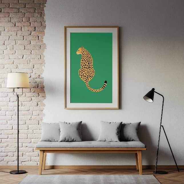 Poster Minimalist Cheetah Illustration Green  (Criador carregado)