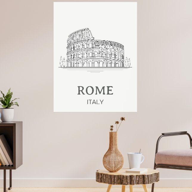 Poster Minimalist Design Rome Coliseum Travel (Sala de Estar 3)