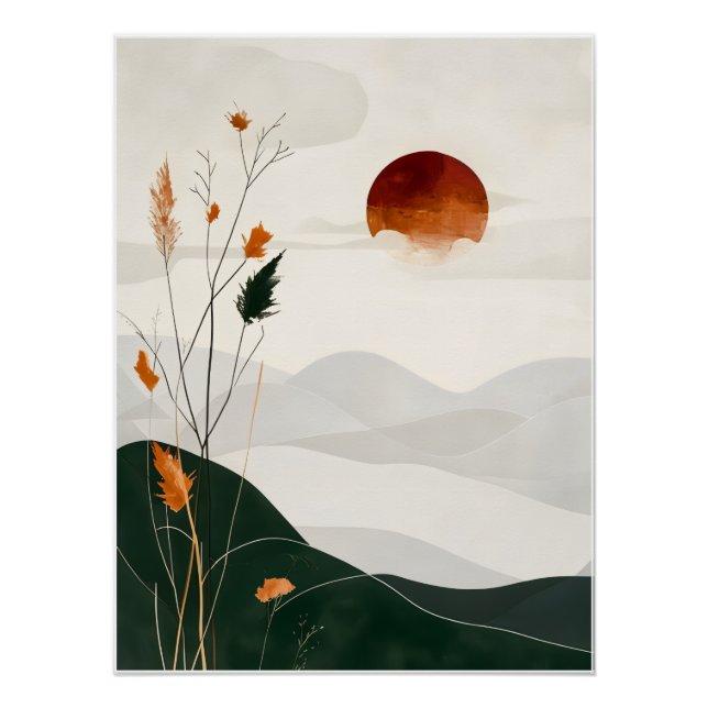 Pôster Minimalist digital poster "Abstract Sunset"   (Frente)