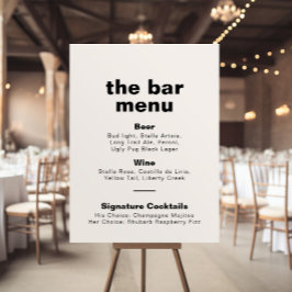 Poster Minimalist Elegant Formal Wedding Bar Menu   Poste