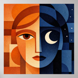 Poster Minimalist Female Face Art Terracotta Abstract Geo