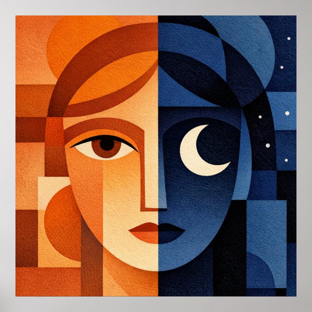 Poster Minimalist Female Face Art Terracotta Abstract Geo (Frente)