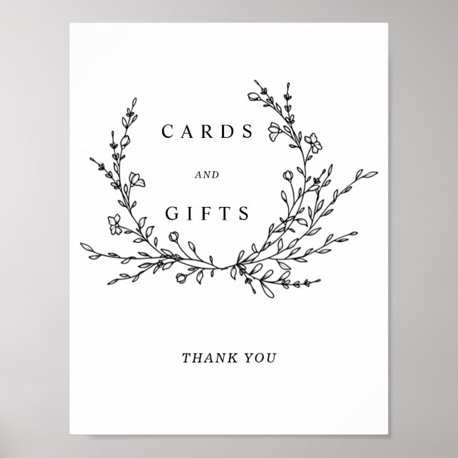 Poster Minimalist Floral Line Art Cards & Gifts Sign (Frente)