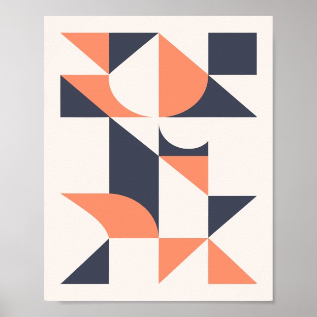 Poster Minimalist Geometric Triangles and Curved Shapes (Frente)