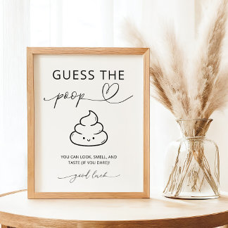 Poster Minimalist Guess The Poop Baby Shower Party Sign